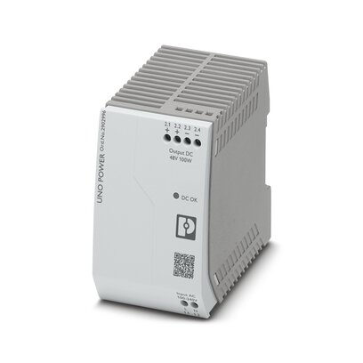 Phoenix Contact Switching Power Supply; UNO-PS/1AC/48DC/100W; 48VDC OUT; 2.1A; 85-264VAC IN; Single Phase; DIN Rail Mount; Plastic; Screw Connection